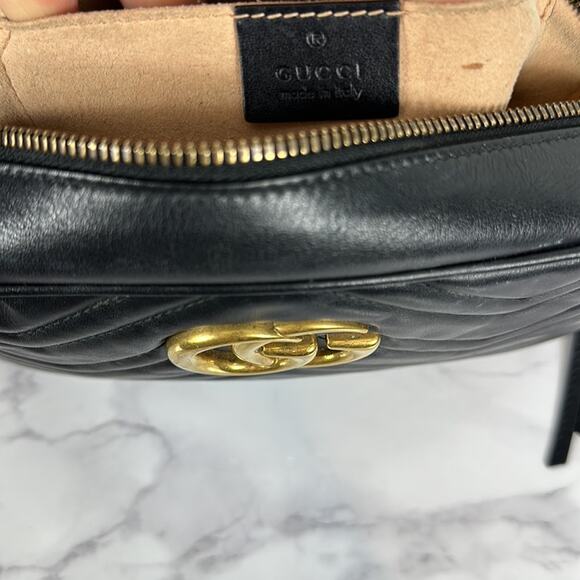GUCCI Marmont Small Matelasse Shoulder Bag Black - Picture 12 of 14